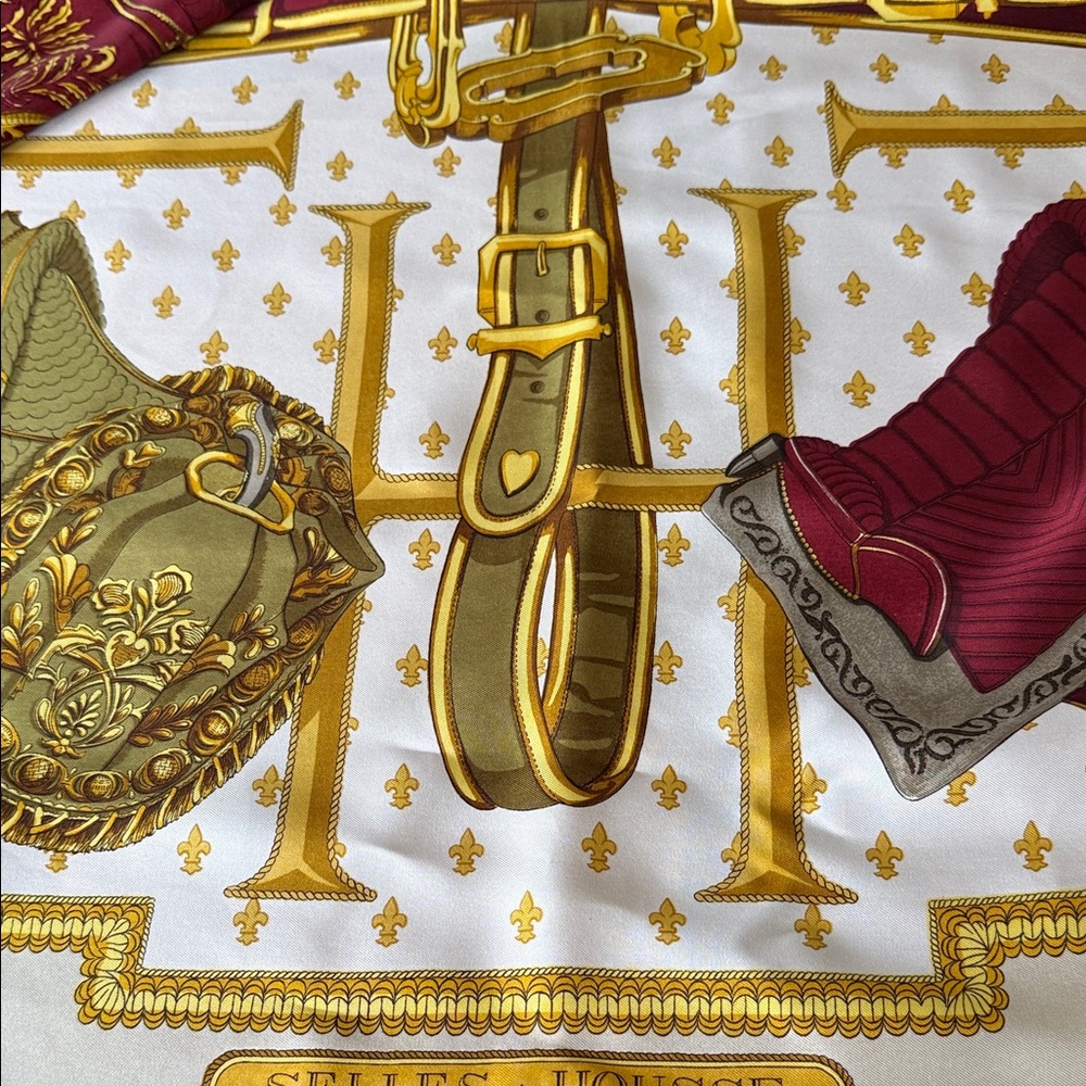 HERMES PARIS Selles A Housse Equestrian Silk Scarf Vintage - Picture 4 of 5